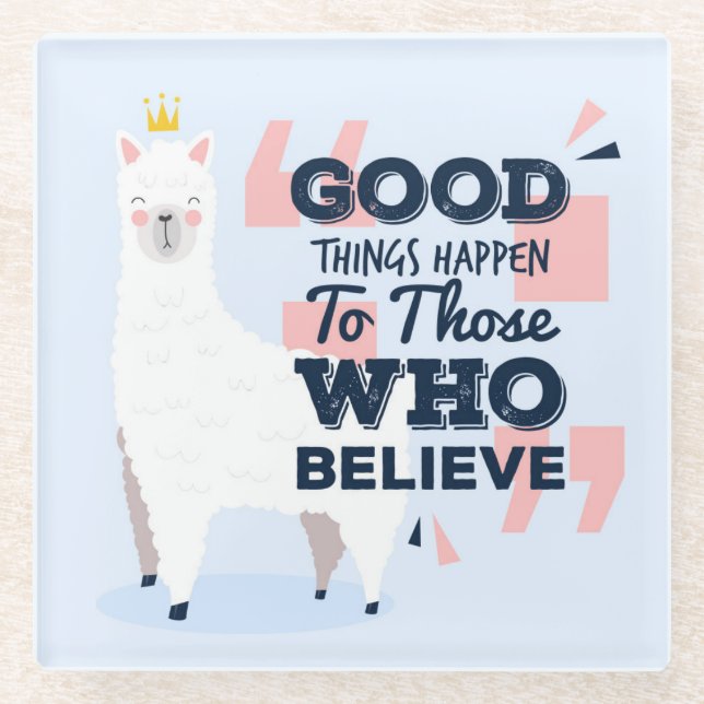 Niedlich Llama Glasuntersetzer (Vorderseite)