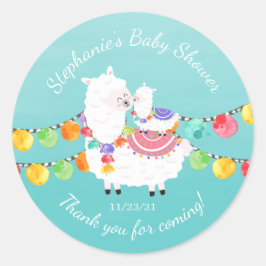 Niedlich Llama Mama Baby Dusche Gefälligkeitsaufkl Runder Aufkleber