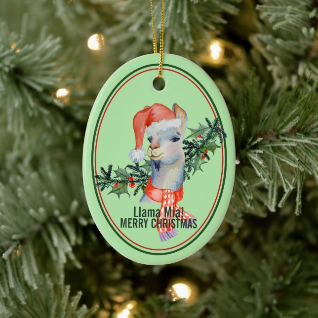 Niedlich Llama Mia Frohe Weihnachten Keramik Ornament (Baum)