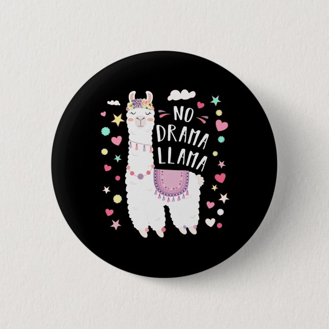 Niedlich Llama No Drama Llama Floral Llama Alpaca  Button (Vorderseite)