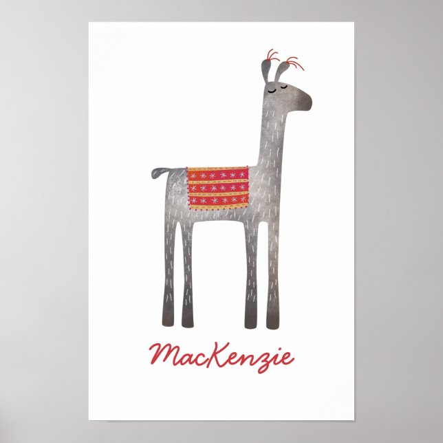 Niedlich Llama Personalisiert Poster (Vorne)