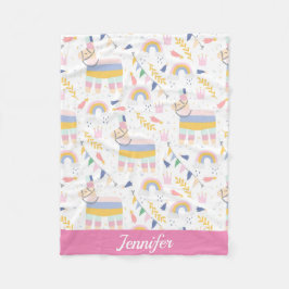 Niedlich Llama Personalisiert Rainbow Baby Kinderz Fleecedecke