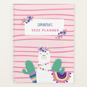 Niedlich Llama Personalisierter Name Rosa Planer