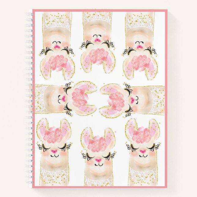 Niedlich Llama Pink Notizbuch (Vorderseite)