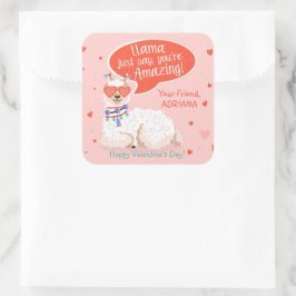 Niedlich Llama Valentine Quadratischer Aufkleber