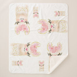 Niedlich Llama Watercolor Sherpa Blanket Sherpadecke