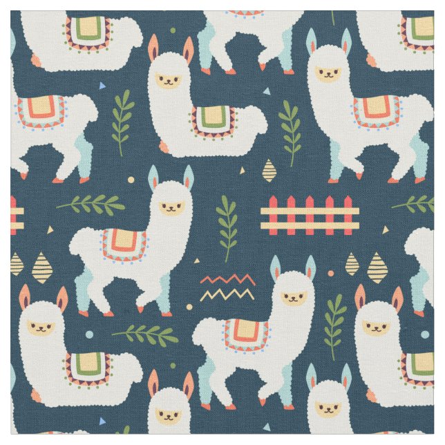 Niedlich Llamas Fabric Stoff (Nahaufnahme)