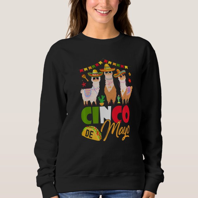 Niedlich Llamas Wearing Sombrero Cinco De Mayo Mex Sweatshirt (Vorderseite)