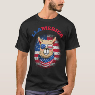 Niedlich Llamerica Llama & Sunglasses USA Flag Ind T-Shirt