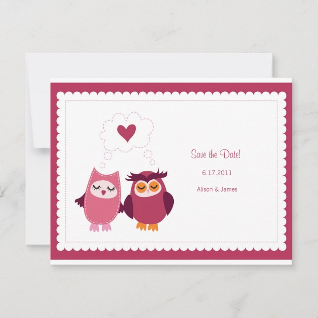 Niedlich Love Bird Owells Annoucement Einladung (Vorderseite)