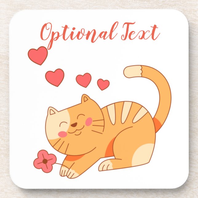 Niedlich Love Orange Tabby Kitten Getränkeuntersetzer (Vorderseite)