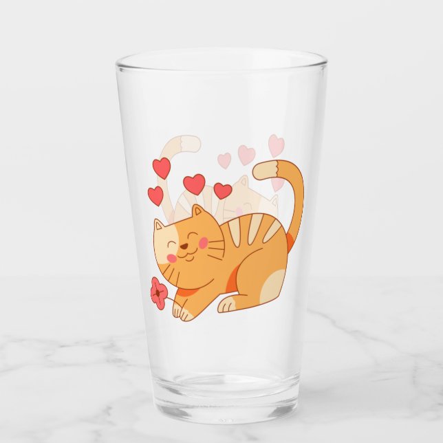 Niedlich Love Orange Tabby Kitten Glas (Vorderseite)