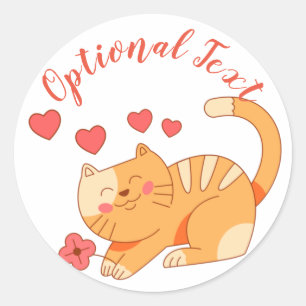 Niedlich Love Orange Tabby Kitten Runder Aufkleber