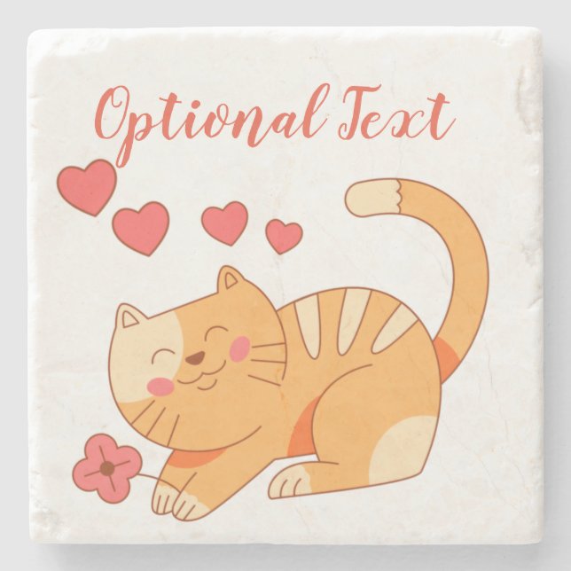 Niedlich Love Orange Tabby Kitten Steinuntersetzer (Vorderseite)