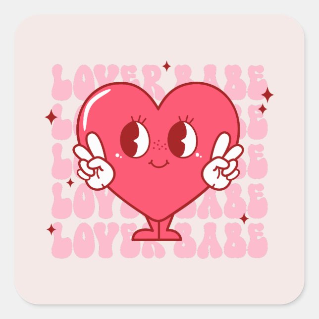 Niedlich Lover Babe Heart Quadratischer Aufkleber (Vorderseite)