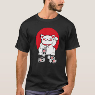 Niedlich Lucky Cat Maneki Neko Japanischer Drink B T-Shirt