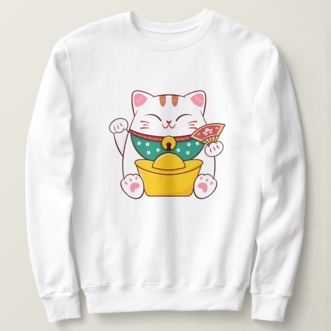 Niedlich Lucky Cat Sweatshirt (Design vorne)