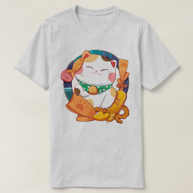 Niedlich Lucky Cat T-Shirt (Design vorne)