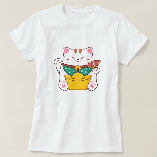 Niedlich Lucky Cat T-Shirt (Design vorne)