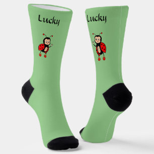 Niedlich Lucky Red Ladybug auf Light Green Socken