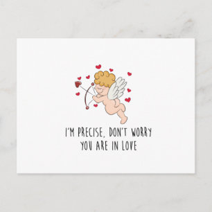 Niedlich, lustig Cupid und Herz mit Anführungskart Postkarte