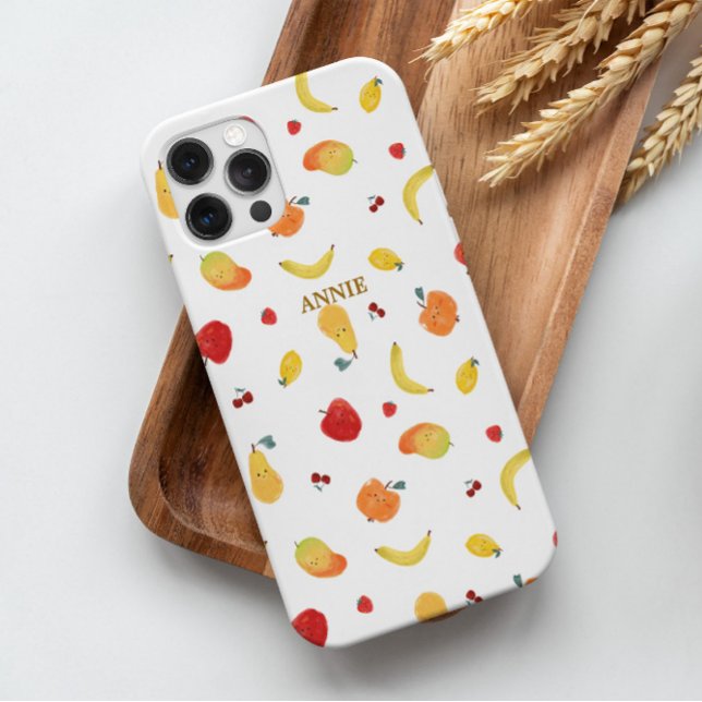 Niedlich & lustig Farbiges Multi Frucht Muster Des iPhone 16 Pro Hülle (The cute and fun colorful multi-fruit illustration pattern printed on personalized phone case)