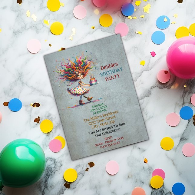 Niedlich & lustig Whimsical Girl Einladung (Von Creator hochgeladen)