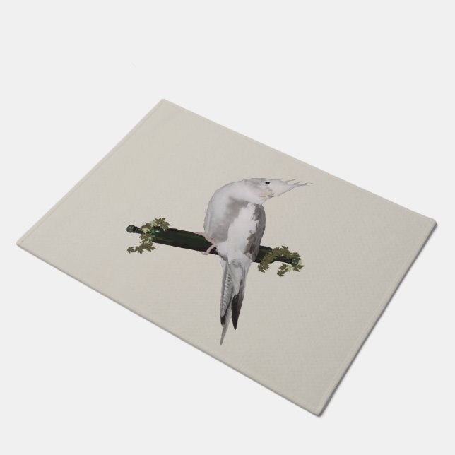 Niedlich Lutino Cockatiel Bird Ivy Perltier Fußmatte (Schrägansicht)