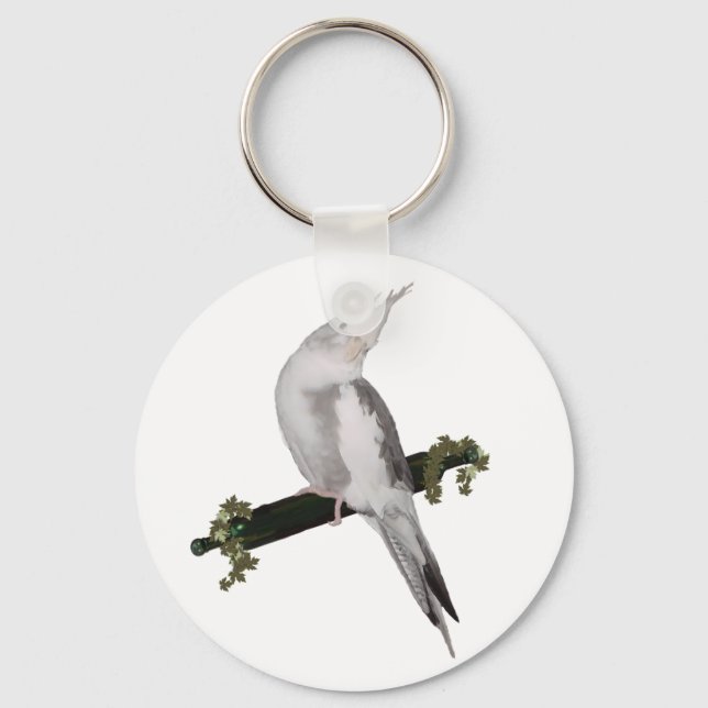 Niedlich Lutino Cockatiel Bird Ivy Perltier Schlüsselanhänger (Vorderseite)
