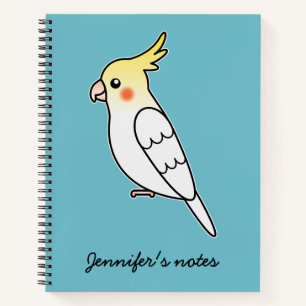 Niedlich Lutino Cockatiel Cartoon Bird Illustratio Notizbuch