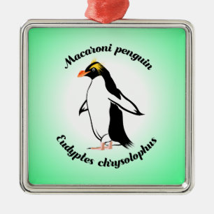 Niedlich Macaroni Penguin Ornament Aus Metall