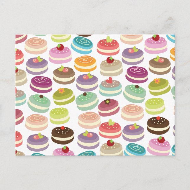 Niedlich-Macarons-Muster Postkarte (Vorderseite)