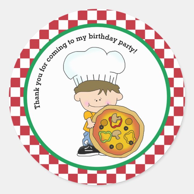 Niedlich machen Sie Ihre eigene Pizza Party Junge  Runder Aufkleber (Vorderseite)