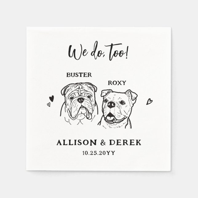 Niedlich machen wir zu 2 Hunde English Bulldog Wed Serviette (Vorderseite)