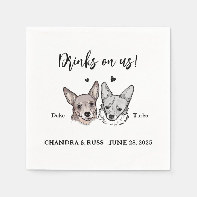 Niedlich machen wir zu 2 Hunde Hochzeit mit Napkin Serviette (Vorderseite)