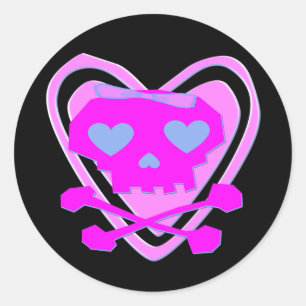 NIEDLICH- & MÄDCHENEMO-SKULL & CROSSBONES RUNDER AUFKLEBER