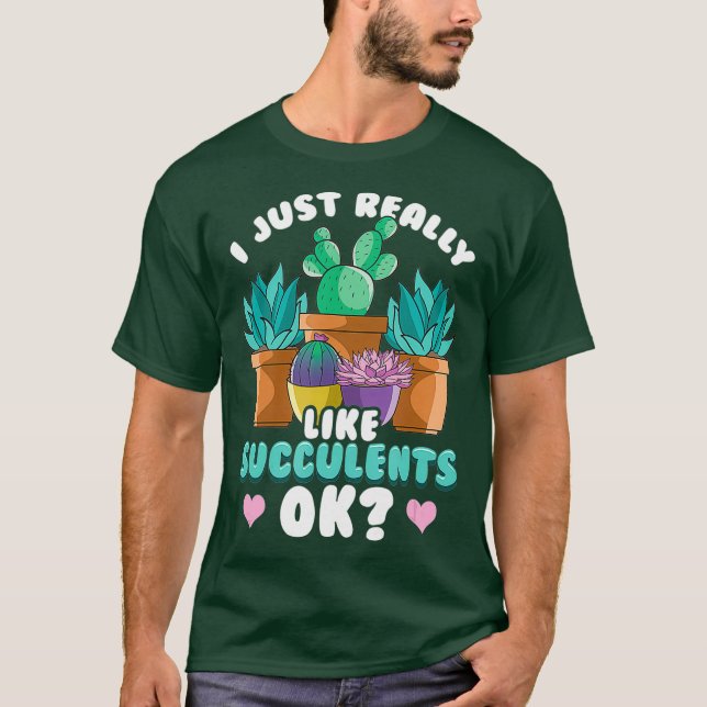 Niedlich mag ich Sukkulente einfach gut Pflanze T-Shirt (Vorderseite)