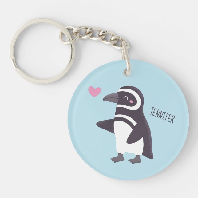 Niedlich Magellanic Pinguin Couple Girlmit Schlüsselanhänger (Vorderseite)
