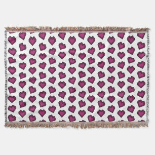 Niedlich Magenta Dark Pink Gemstone Herzmuster Decke
