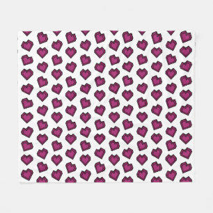 Niedlich Magenta Dark Pink Gemstone Herzmuster Fleecedecke