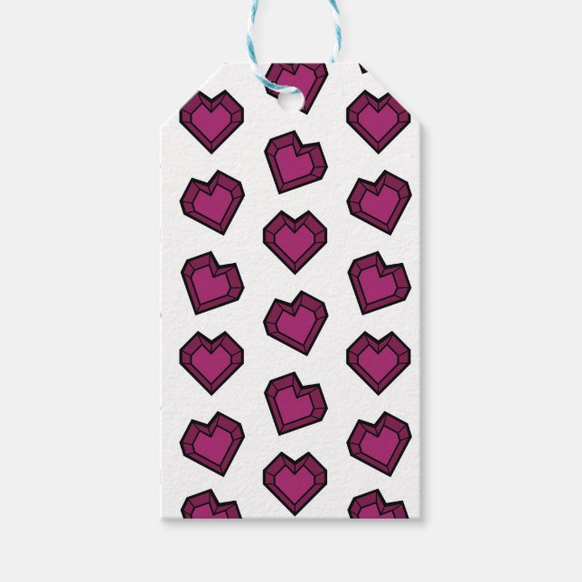 Niedlich Magenta Dark Pink Gemstone Herzmuster Geschenkanhänger (Vorderseite)