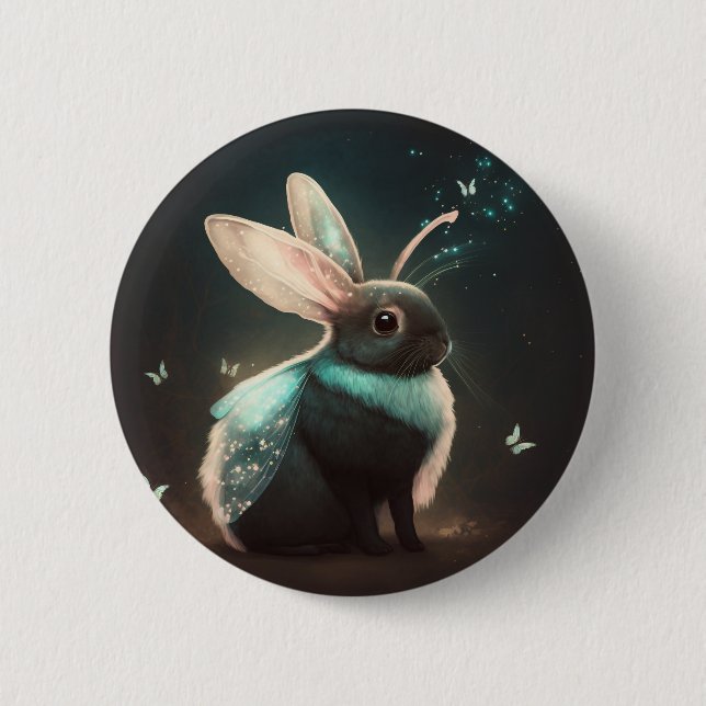 Niedlich Magical Fairy Bunny Rabbit Button (Vorderseite)