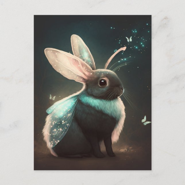Niedlich Magical Fairy Bunny Rabbit Postkarte (Vorderseite)