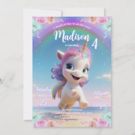 Niedlich Magical Unicorn Einladung zum Geburtstag