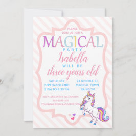 Niedlich Magical Unicorn Rosa Geburtstagseinladung Einladung