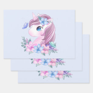 Niedlich & magisch Baby Unicorn in Wasserfarbe Geschenkpapier Set