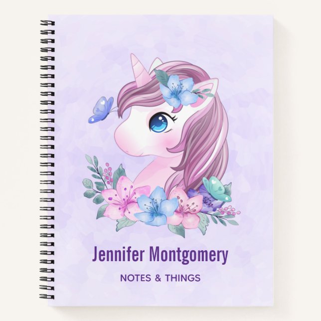 Niedlich & magisch Baby Unicorn mit Big Eyes Notizbuch (Vorderseite)