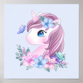 Niedlich & magisch Baby Unicorn mit Big Eyes Poster