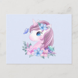 Niedlich & magisch Baby Unicorn mit Big Eyes Postkarte