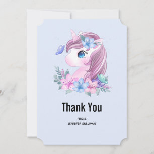 Niedlich & magisch Baby Unicorn Wasserfarbe Dankeskarte